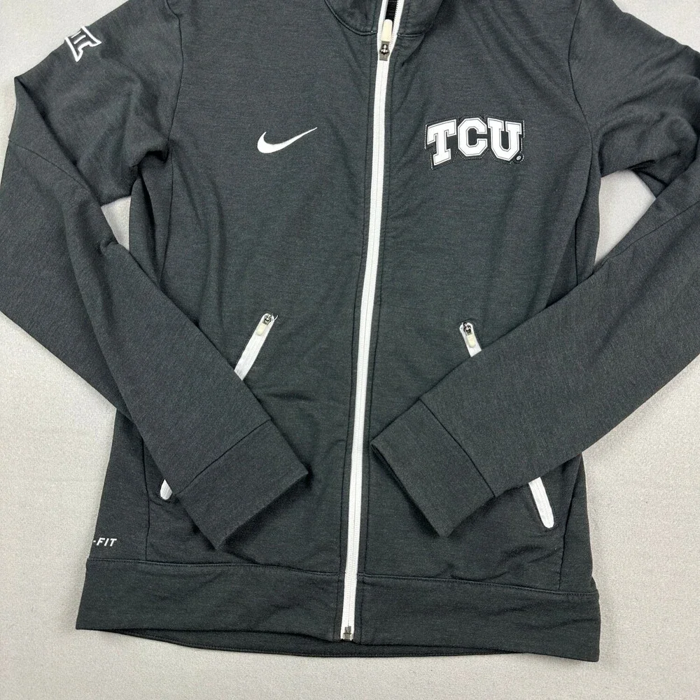 TCU Horned Frogs Jacket Men Small Gray Solid Full Zip Nike Dri Fit NCAA S